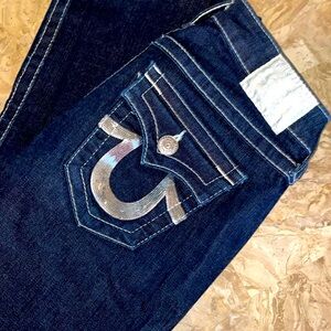 Dark denim with silver sequin